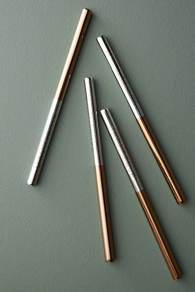 Shop U Konserve Copper-dipped Reusable Straws, Set Of 4 In Brown