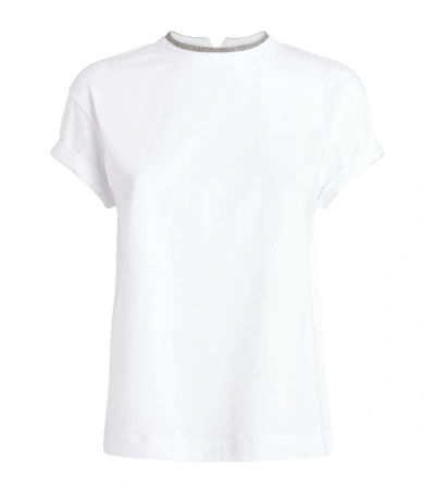 Shop Brunello Cucinelli Embellished-trim T-shirt