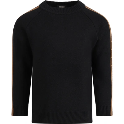 Shop Fendi Light Bleck Sweater With Double Ff For Boy In Black