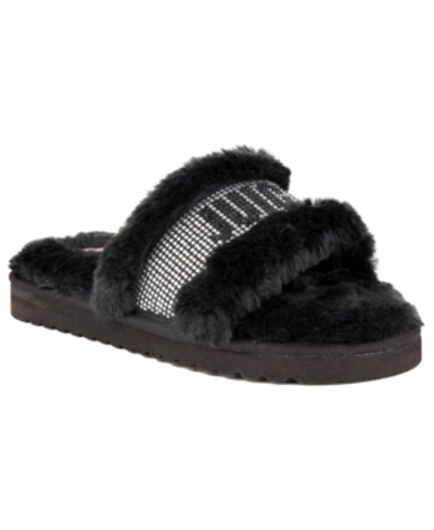 Shop Juicy Couture Women's Halo Faux Fur Slippers In Black