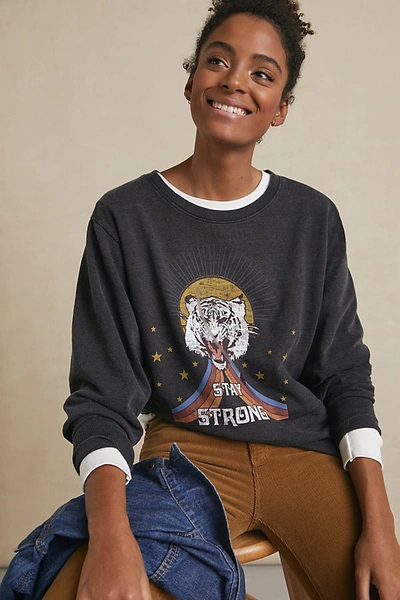 Shop Sharlene Perkins Stay Strong Graphic Sweatshirt In Black