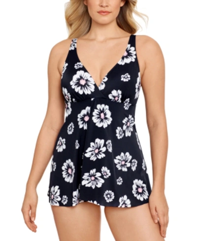Shop Swim Solutions Flyaway Tummy-control Swimdress, Created For Macy's Women's Swimsuit In Pick Me
