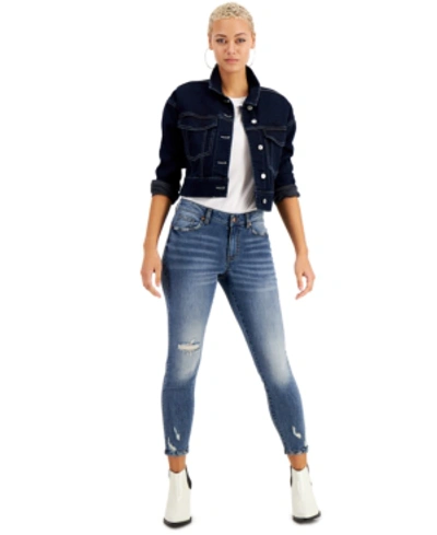 Shop Kendall + Kylie Juniors' Mid-rise Skinny Ankle Jeans In Tripping Up