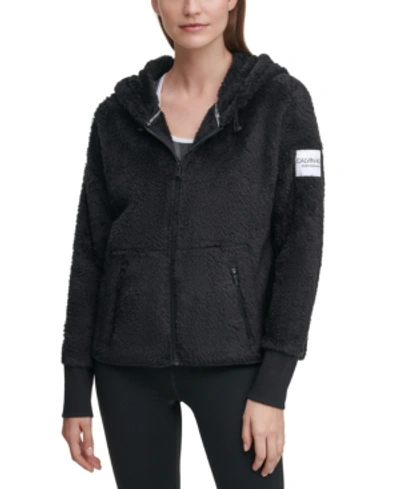 Calvin Klein Performance Fleece Hooded Jacket In Black | ModeSens