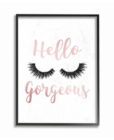 Shop Stupell Industries Hello Gorgeous Black Eyelashes Typography Framed Texturized Art, 16" L X 20" H In Multi