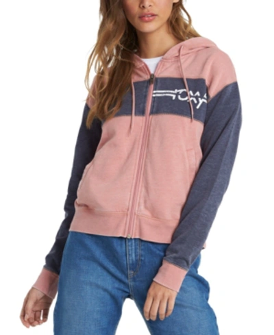 Shop Roxy Juniors' Wind Down Zip-up Hoodie In Ash Rose