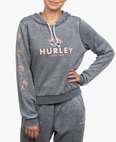 Shop Hurley Juniors' Burnout Fleece Hoodie In Soft Black
