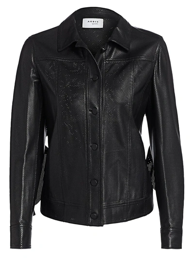 Shop Akris Punto Women's Ruffled Perforated Leather Jacket In Black