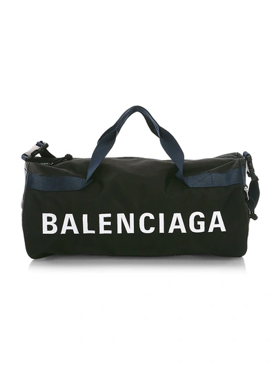 Shop Balenciaga Men's Wheel Gym Bag In Black Navy