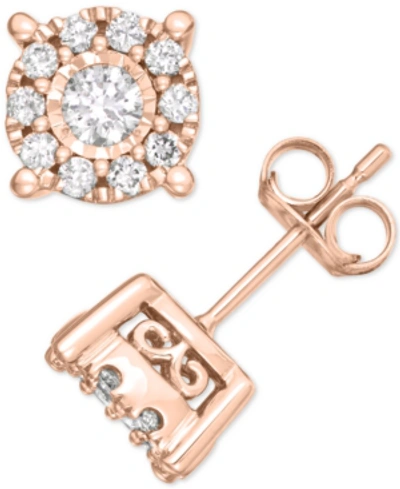 Macy's Diamond Halo Stud Earrings (1/2 Ct. T.w.) In 14k White, Yellow Or Rose Gold In Rose Gold