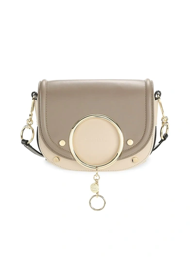 Shop See By Chloé Mara Bi-color Leather Saddle Bag In Motty Grey