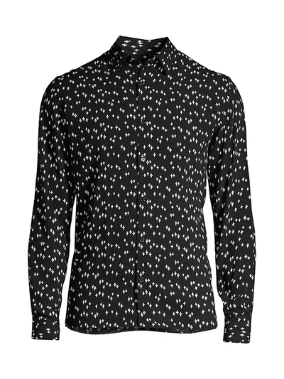 Shop The Kooples Men's Star-print Shirt In Black White