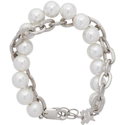 Shop Misbhv Off-white Pearl Twisted Chain Bracelet