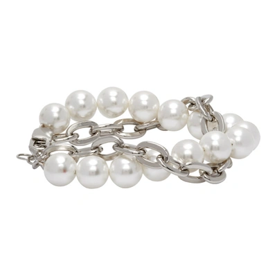 Shop Misbhv Off-white Pearl Twisted Chain Bracelet