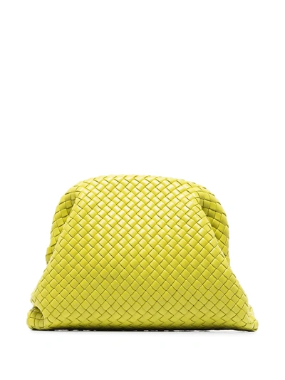 GREEN THE POUCH PADDED LEATHER CLUTCH BAG