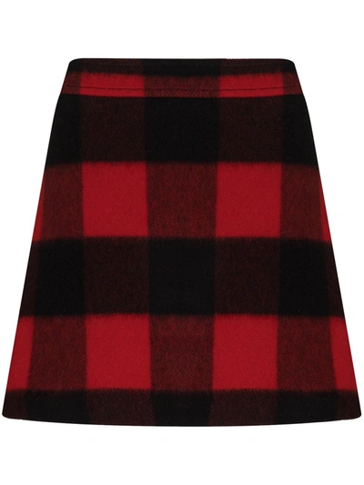 Shop Ganni Check-pattern Mini Skirt In Black