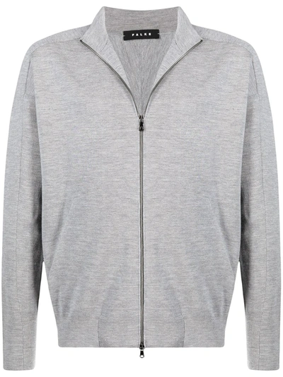 Shop Falke Zip-up Wool Sweatshirt In Grey