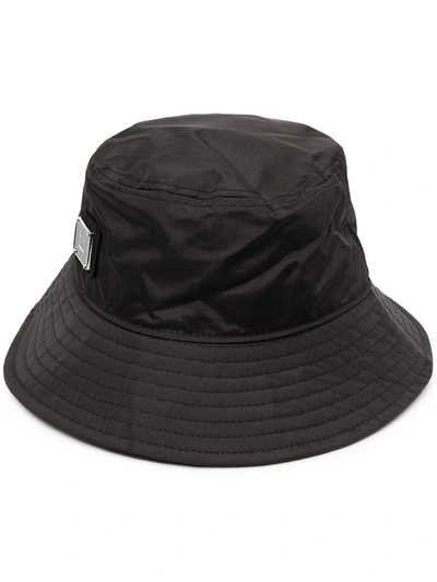 Shop Acne Studios Logo-plaque Bucket Hat In Black