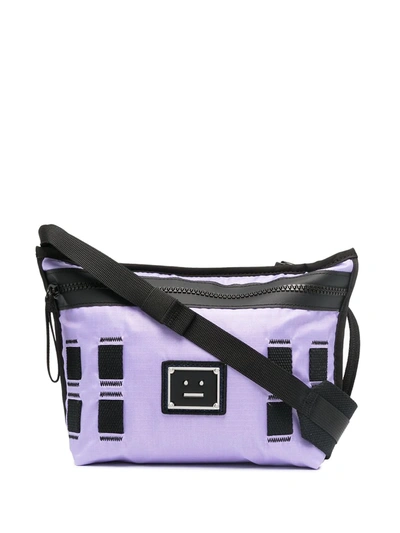 Shop Acne Studios Logo Plaque Crossbody Bag In Purple