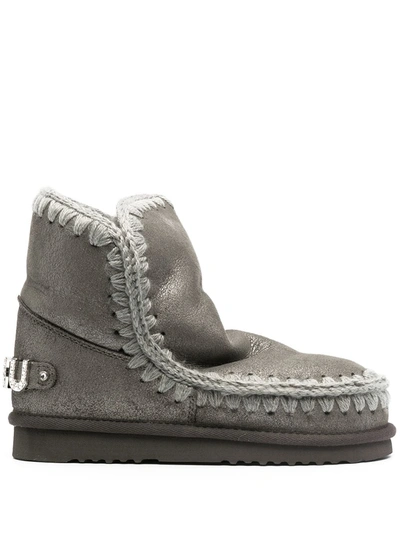 Shop Mou Logo-embossed Ankle Boots In Grey