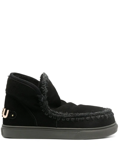 Shop Mou Logo-embossed Ankle Boots In Black