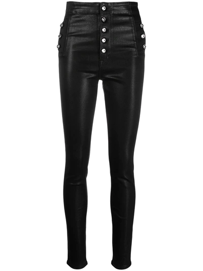 Shop J Brand Gem Embellished Coated Skinny Jeans In Black