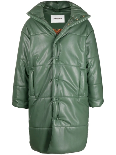 Shop Nanushka Padded Hooded Coat In Green