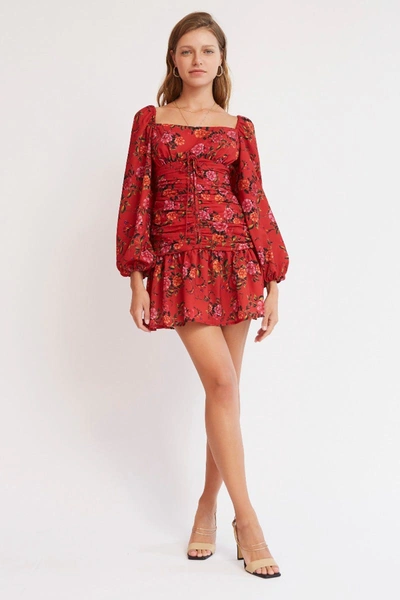 Shop Finders Keepers Flora Long Sleeve Mini Dress Red Bloom