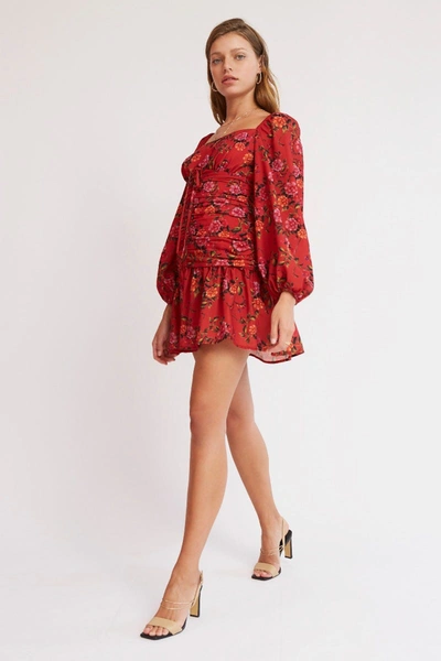 Shop Finders Keepers Flora Long Sleeve Mini Dress Red Bloom