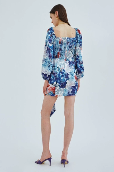 Shop C/meo Collective Orbital Long Sleeve Dress Blue Painted Floral