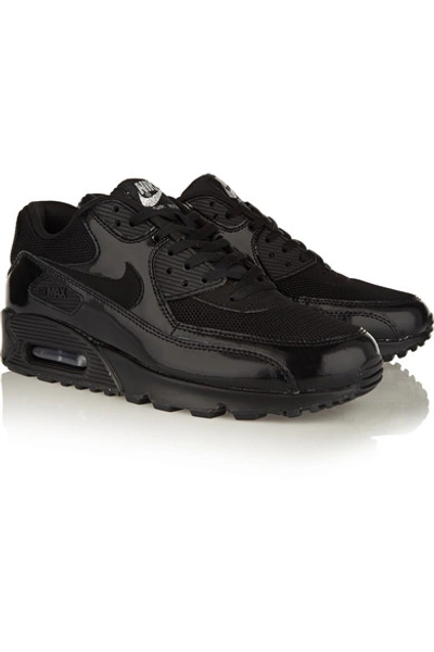 Shop Nike Air Max 90 Premium Leather, Mesh And Suede Sneakers In Black