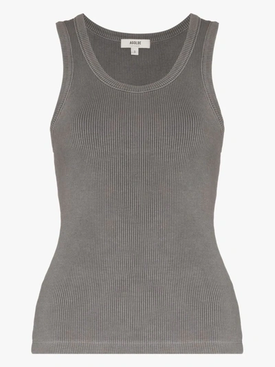 Shop Agolde Poppy Ribbed Tank Top In Grey