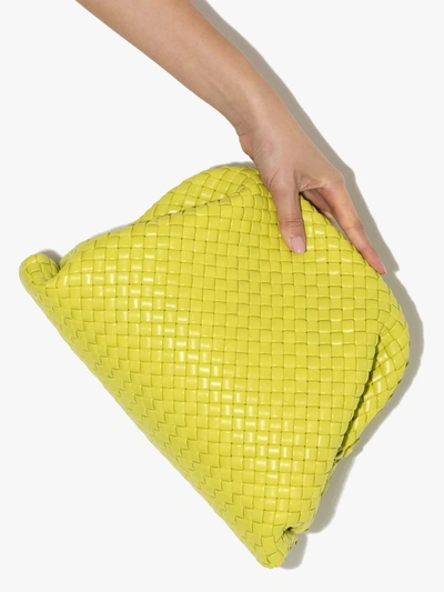 Shop Bottega Veneta Green The Pouch Leather Clutch Bag