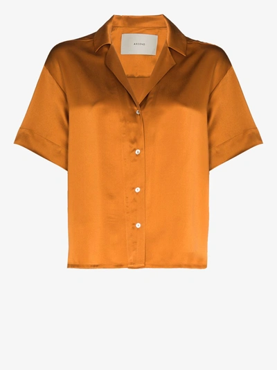 Shop Asceno Prague Short Sleeve Silk Shirt In Orange
