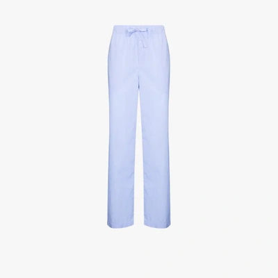 Shop Tekla Organic Cotton Pyjama Trousers In Blue