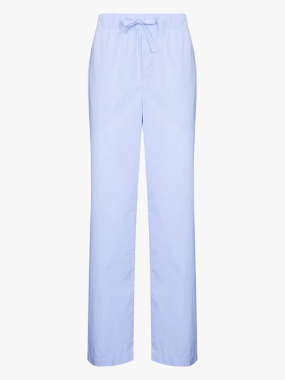 Shop Tekla Organic Cotton Pyjama Trousers In Blue