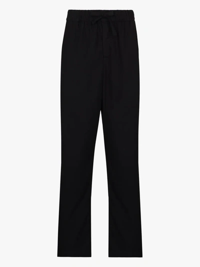 Shop Tekla Organic Cotton Pyjama Trousers In Black