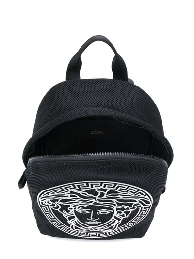 Shop Young Versace Medusa Head Motif Backpack In Black