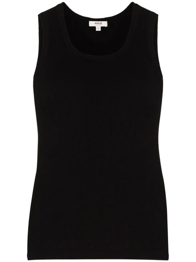 Shop Agolde Poppy Ribbed Tank Top In Black