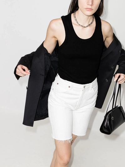 Agolde Poppy Ribbed Stretch Organic Cotton And Tencel-blend Jersey Tank In Black