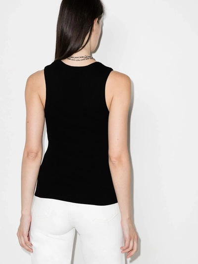 Agolde Poppy Ribbed Stretch Organic Cotton And Tencel-blend Jersey Tank In Black