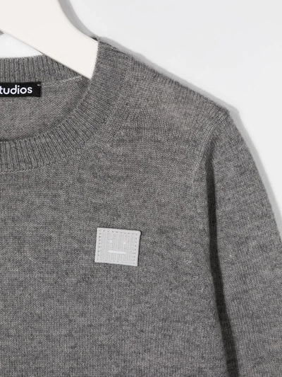 Shop Acne Studios Face-patch Wool Jumper In Grey