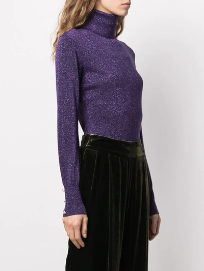 Shop Diane Von Furstenberg Malka Merino Knit Bodysuit In Purple