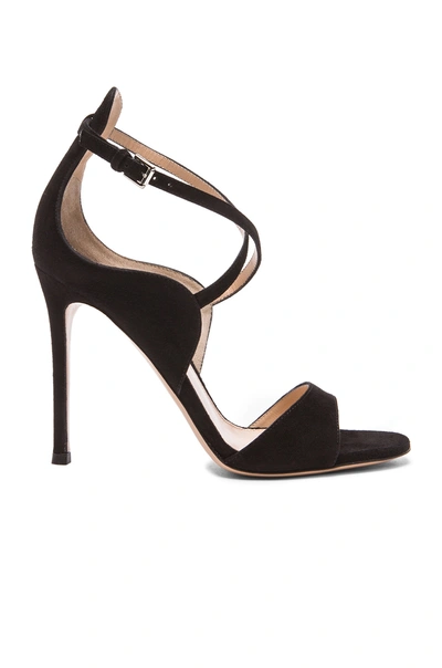 Gianvito Rossi Crisscross Ankle-wrap Suede Sandal In Black Suede