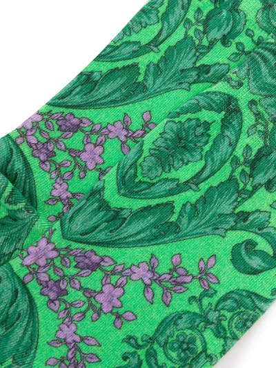 Shop Versace Baroque Print Cotton-blend Socks In Green