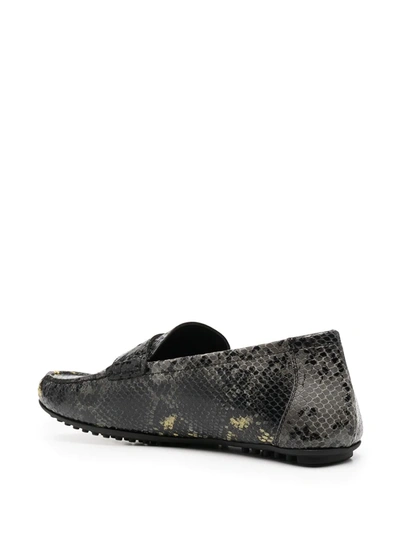 Shop Versace Snakeskin-effect Leather Loafers In Black