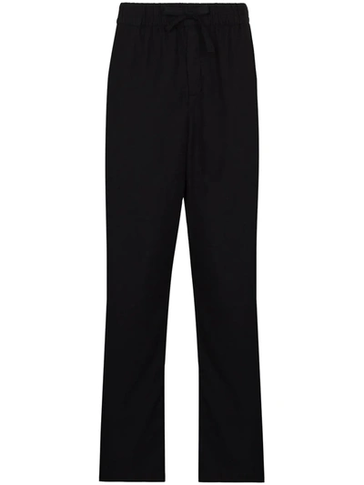 Shop Tekla Straight-leg Pajama Bottoms In Black