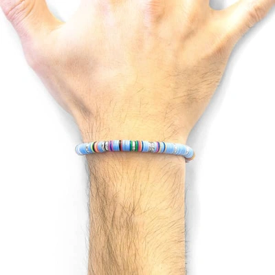 Anchor & Crew Turquoise Blue Kivu Silver & Vinyl Disc Macrame Bracelet