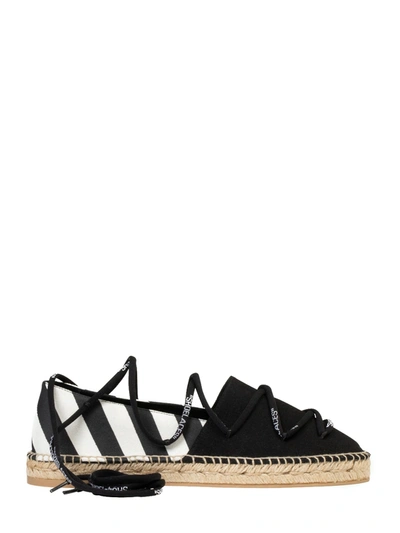 Off-white Canvas Espadrilles In Black