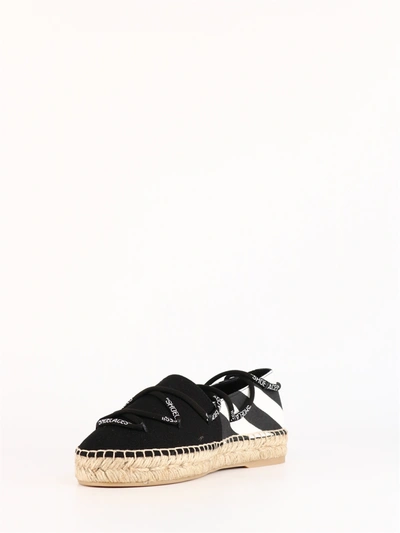 Off-white Canvas Espadrilles In Black